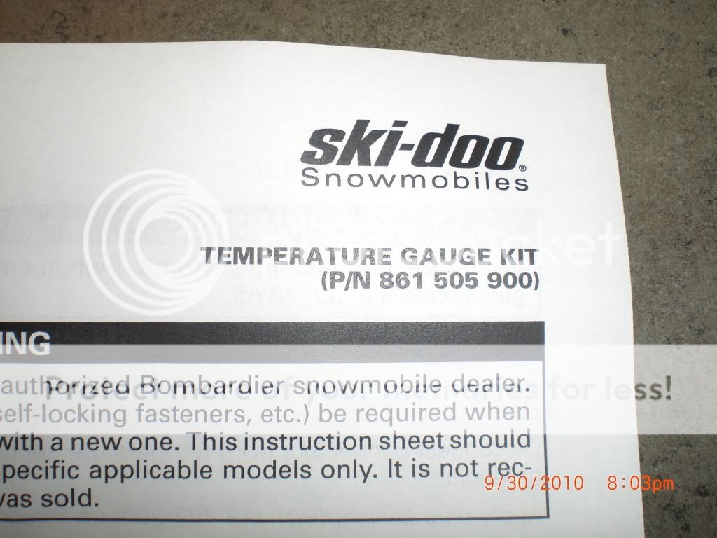 How To Install BRP Water Temperature Gauge w/pics SkiDoo